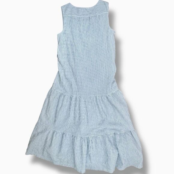 Max Studio Maxi White and Blue Dress Sz L - Picture 5 of 9